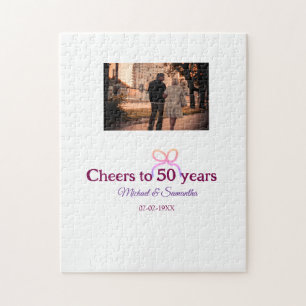 Rosa Schleife zum 50-jährigen Hochzeitsjubiläum  Puzzle