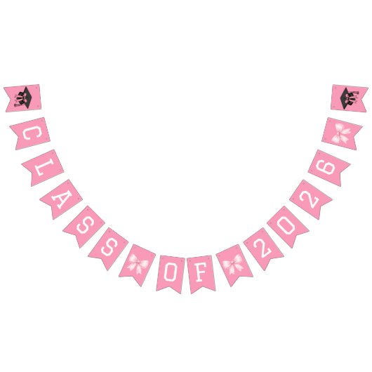 Rosa Schleifen Abschlussfeier Klasse 2026 Wimpelkette (Alle)