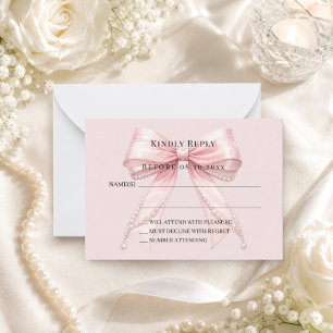 Rosa Schleifen-Antwort RSVP Mitteilungskarte