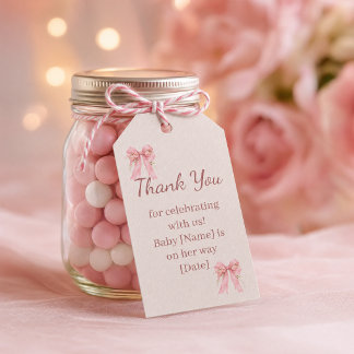 Rosa Schleifen-Baby-Party-Favor-Tag Geschenkanhänger