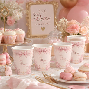 "Rosa Schleifen-Baby-Party-Papierbecher   Coquette Pappbecher