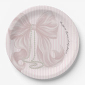 Rosa Schleifen-Baby-Party Pappteller (Vorderseite)