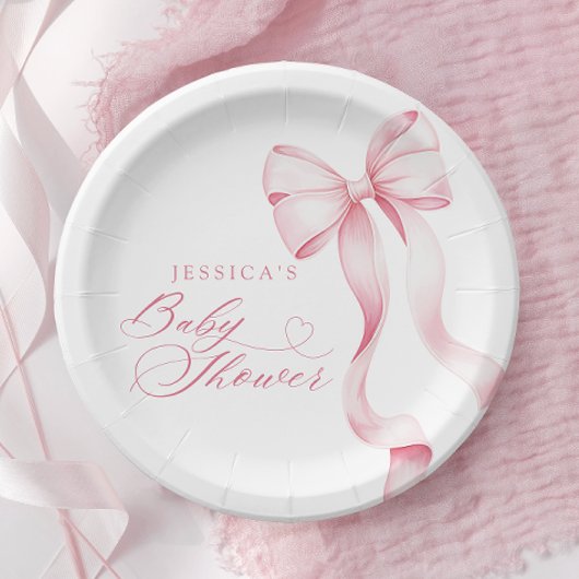 Rosa Schleifen-Baby-Party-Teller aus Papier Pappteller