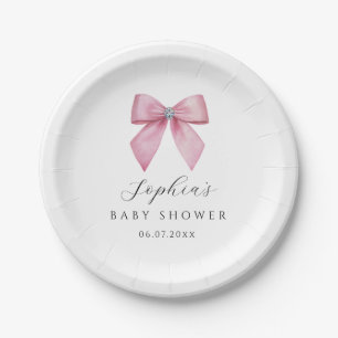 Rosa Schleifen-Baby-Party-Teller aus Papier Pappteller