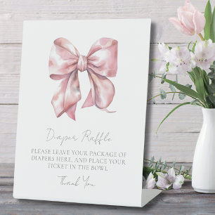 Rosa Schleifen-Baby-Party-Windel-Raffel-Einschluss Sockelschild