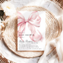 Rosa Schleifen-Baby-Shower-Einladung mit Coquette-