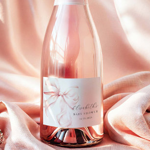 Rosa Schleifen-Baby-Shower-Mini-Champagner-Etikett Schaumweinetikett