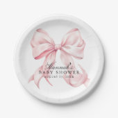 Rosa Schleifen-Baby-Shower-Schmetterling-Schleife- Pappteller (Vorderseite)