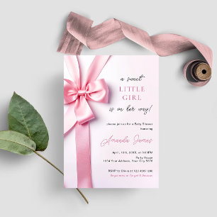 Rosa Schleifen-Baby-Shower-Süßes Kleines Mädchen Einladung
