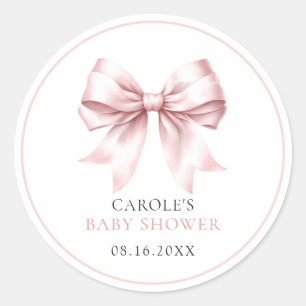 Rosa Schleifen-Babymädchen-Baby Shower Runder Aufkleber