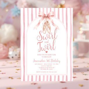 Rosa Schleifen-Ballerina-Tutu-Swirbel-und-Drehung- Einladung