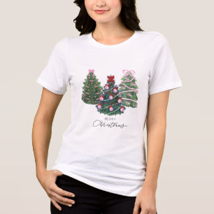 Rosa Schleifen Baum #tshirts #xmas #newyork Tri-Blend Shirt