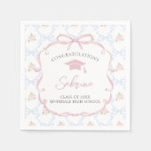 Rosa Schleifen Blumen Abschlusstücher Serviette (Vorderseite)