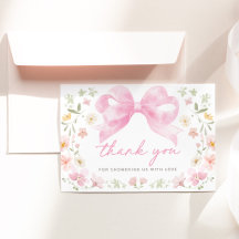 Rosa Schleifen-Blumen-Baby-Shower-Dankeschön