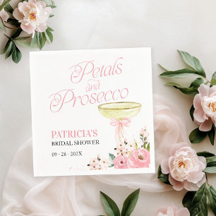 Rosa Schleifen-Blütenblätter und Prosecco-Brautjun Serviette