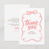 Rosa Schleifen-Bogen Whimsical-Brautparty Dankeskarte (Vorne/Hinten)