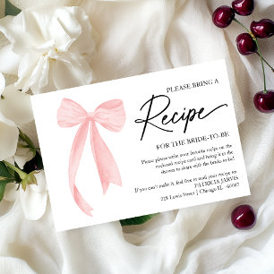 Rosa Schleifen-Brautjunggesellinnenparty Rezeptanf Einladung