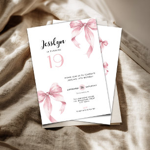 Rosa Schleifen Coquette 19. Geburtstagseinladung M Einladung