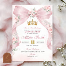 Rosa Schleifen-Coquette-Krone Florale Quinceanera-