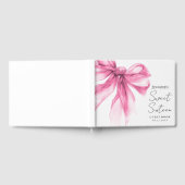 Rosa Schleifen-Coquette-Script Sweet 16 Party  Gästebuch (Voll)