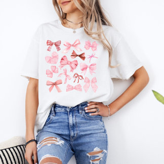 Rosa Schleifen Coquette y2k gepflegte Ästhetik T-Shirt