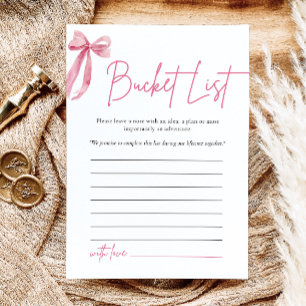 Rosa Schleifen-Eimer-Liste-Bridal-Shower-Spiel Einladung