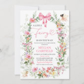 Rosa Schleifen Farbig Frühlings Blumen Fee Baby Sh Einladung (Vorderseite)