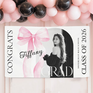 Rosa Schleifen-Foto-Abschlussbanner Banner