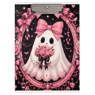 Rosa Schleifen-Geister-Ballerina Coquette Hallowee Klemmbrett