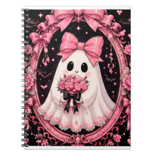 Rosa Schleifen-Geister-Ballerina Coquette Hallowee Notizblock