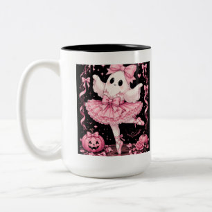 Rosa Schleifen-Geister-Ballerina Coquette Hallowee Zweifarbige Tasse