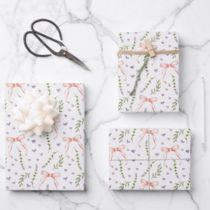 Rosa Schleifen  Geschenkpapier Set