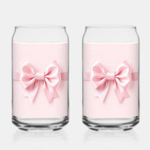 Rosa Schleifen Glas Set