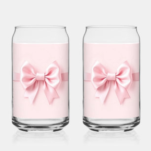 Rosa Schleifen Glas Set