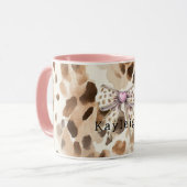 Rosa Schleifen Herz Leopard Tasse (Vorderseite Links)
