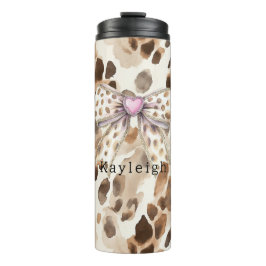 Rosa Schleifen Herz Leopard Thermosbecher