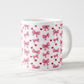 Rosa Schleifen Jumbo-Tasse (Vorderseite Rechts)