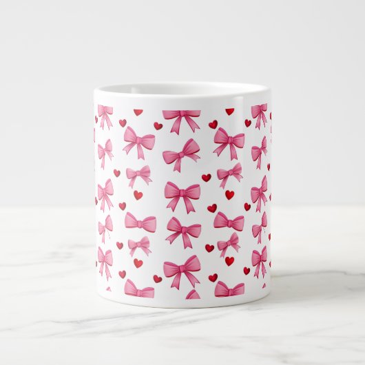 Rosa Schleifen Jumbo-Tasse (Vorderseite)