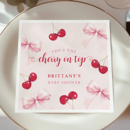Rosa Schleifen-Kirsch-Baby-Shower-Servietten Serviette