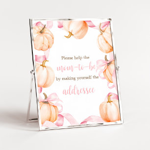 Rosa Schleifen-Kürbis-Baby-Shower-Umschlag-Station Poster