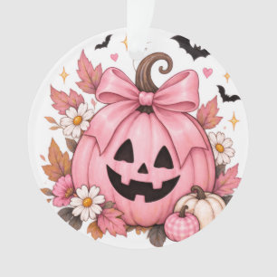 Rosa Schleifen-Kürbis-Coquette-Halloween Ornament