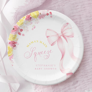 Rosa Schleifen-Limonen-Baby-Shower-Papierteller Pappteller