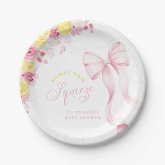 Rosa Schleifen-Limonen-Baby-Shower-Papierteller Pappteller