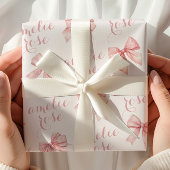 Rosa Schleifen-Name Geschenkpapier