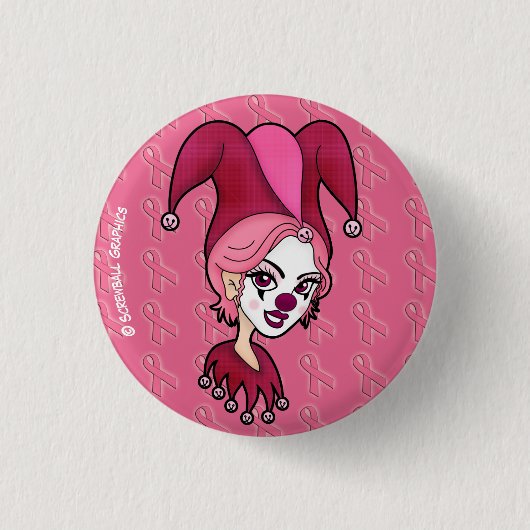 Rosa Schleifen-Narren-Knopf (klein) Button (Vorderseite)