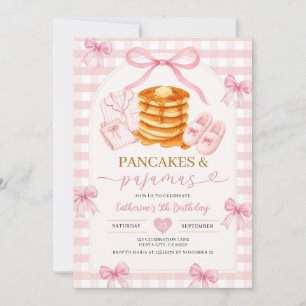 Rosa Schleifen Pfannkuchen Schlafanzug Mädchen Geb Einladung