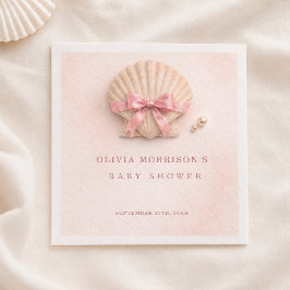Rosa Schleifen-Schalen-Mädchen-Baby-Party Serviette