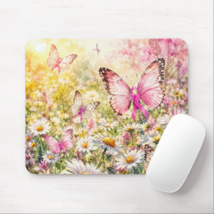 Rosa Schleifen Schmetterlinge auf einem sonnigen F Mousepad