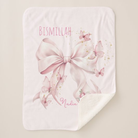 Rosa Schleifen Schmetterlinge Sherpadecke (Vorderseite)