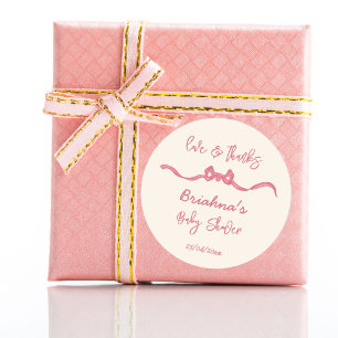Rosa Schleifen-Skizze Baby Shower Favor Runder Aufkleber